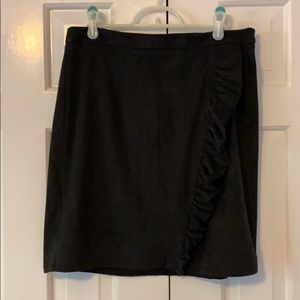 Promod France Faux Suede Ruffle Mini Skirt